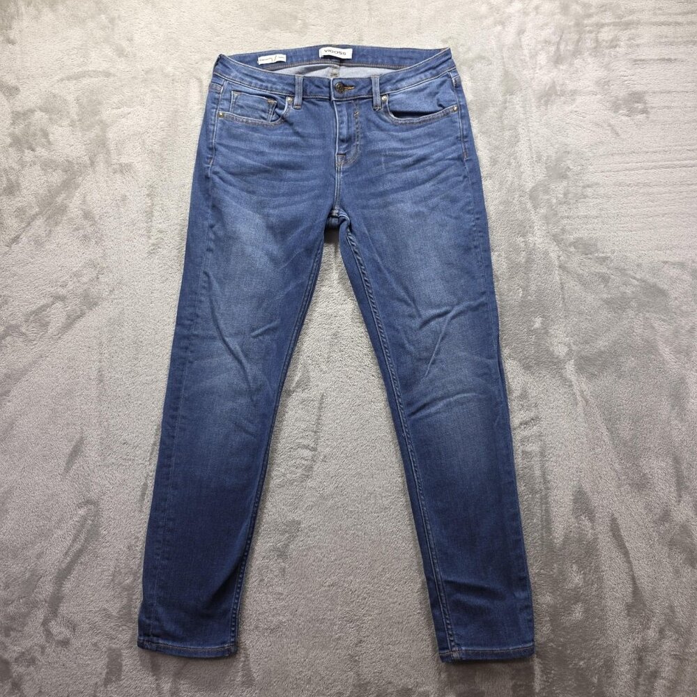 Vigoss Jeans Womens 28 Blue Thompson Tomboy Skinny Mid Rise Zip Fly Denim Faded